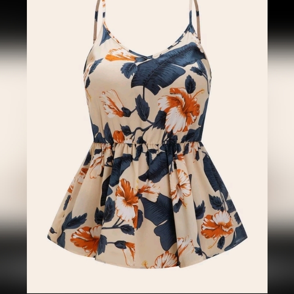 SHEIN Tops - Floral Ruffle Hem Cami Top NWOT